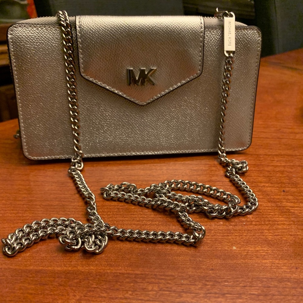 Michael Kors silver pebbled leather crossbody